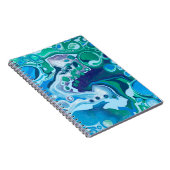 Blue Green Digital Marble Fluid Art Notizblock (Rechte Seite)