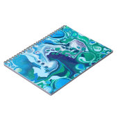 Blue Green Digital Marble Fluid Art Notizblock (Linke Seite)