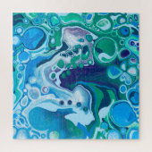 Blue Green Digital Marble Fluid Art Puzzle (Vertikal)