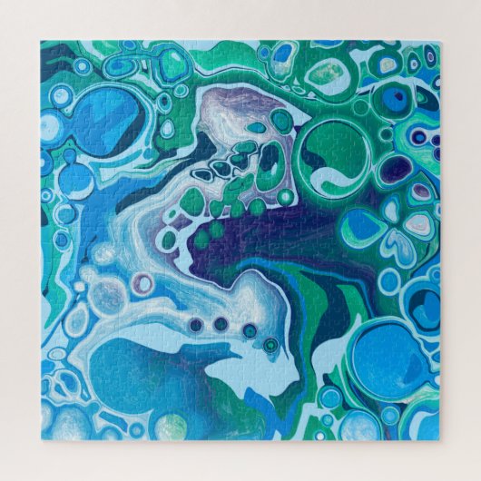 Blue Green Digital Marble Fluid Art Puzzle (Vertikal)