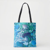 Blue Green Digital Marble Fluid Art Tasche (Vorderseite)