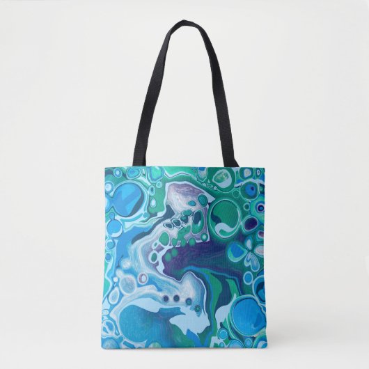 Blue Green Digital Marble Fluid Art Tasche (Vorderseite)