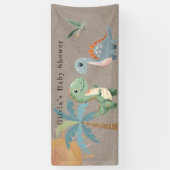 Blue Green Dinosaur Boy Baby Dusche Banner (Vertikal)