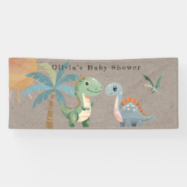 Blue Green Dinosaur Boy Baby Dusche Banner