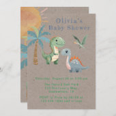 Blue Green Dinosaur Boy Baby Dusche Einladung (Vorne/Hinten)