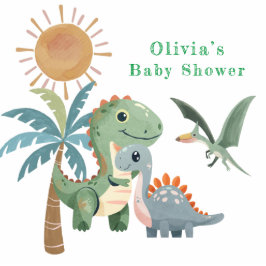 Blue Green Dinosaurier und Friends Girl Baby Dusch Freistehende Fotoskulptur