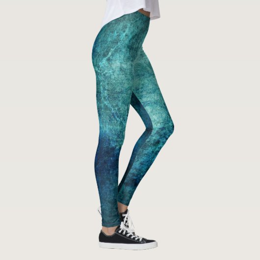 Blue Green Distressed Batik Look Leggings (Rechts)