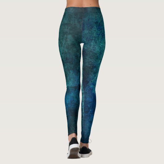 Blue Green Distressed Batik Look Leggings (Rückseite)