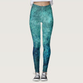 Blue Green Distressed Batik Look Leggings (Vorderseite)