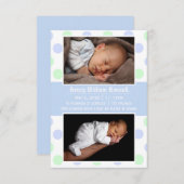 Blue & Green Dots 2 Fotos -3x5 Geburtshinweis Ankündigung (Vorne/Hinten)