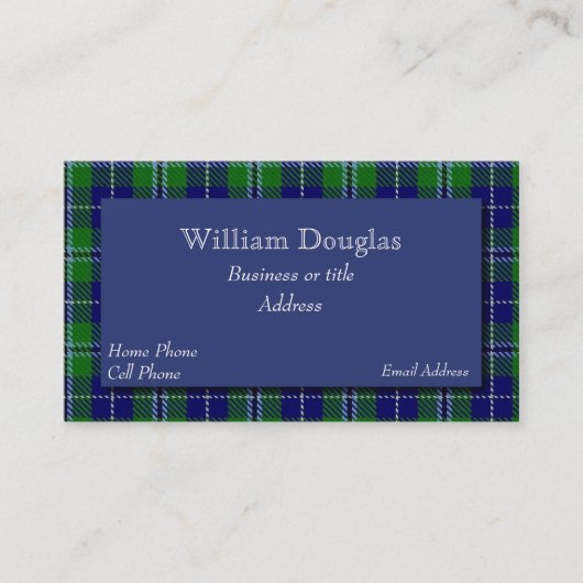 Blue & Green Douglas Scottish Tartan Kariert Custo Visitenkarte (Vorderseite)