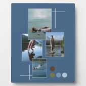 Blue Green Drown Foto Collage Script Plaque Fotoplatte (Vorderseite)