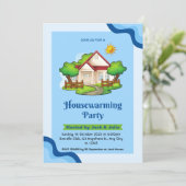 Blue Green Elegante Housewarming Party Einladung (Stehend Vorderseite)