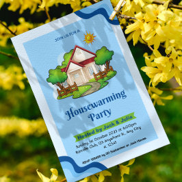 Blue Green Elegante Housewarming Party Einladung