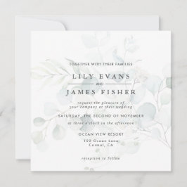 Blue Green Eucalyptus Foliage Bouquet Wedding Einladung