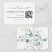 Blue Green Eucalyptus Wedding RSVP Details QR Code Begleitkarte (Vorne/Hinten)