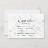 Blue Green Eucalyptus Wedding RSVP Response Dark I Einladung (Vorderseite)