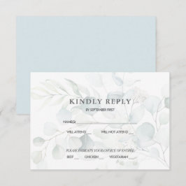 Blue Green Eucalyptus Wedding RSVP Response Einladung