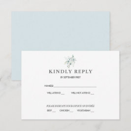 Blue Green Eucalyptus Wedding RSVP Response Einladung