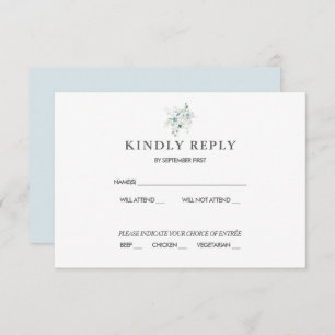 Blue Green Eucalyptus Wedding RSVP Response Einladung