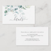 Blue Green Eukalyptus Wedding Card Begleitkarte (Vorne/Hinten)