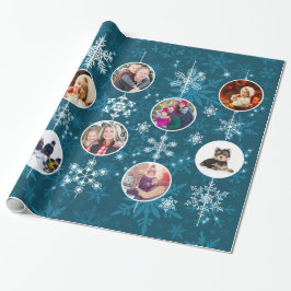Blue Green Family Fotos Aquamarin Snowflake Design Geschenkpapier