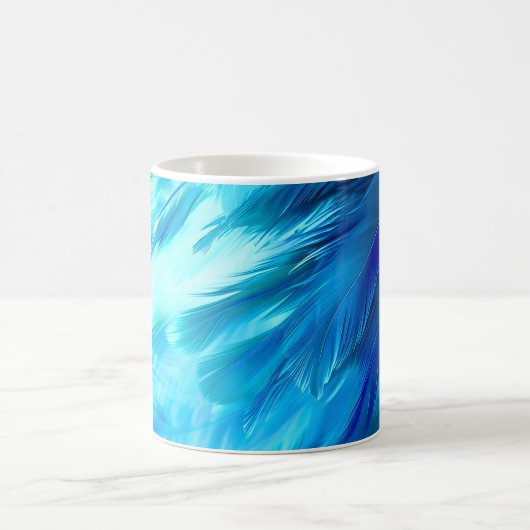 Blue Green Feather Abstract Kaffeetasse (Mittel)