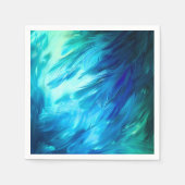 Blue Green Feather Abstract Serviette (Vorderseite)