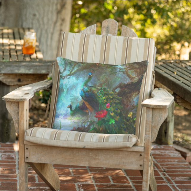 Blue Green Feather Peacock Bird Blume Patio Kissen (Stuhl )