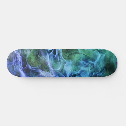 Blue Green Fire Flame Wirbel Skateboard Decke (Horizontal)