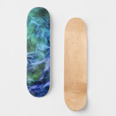 Blue Green Fire Flame Wirbel Skateboard Decke (Vorderseite)