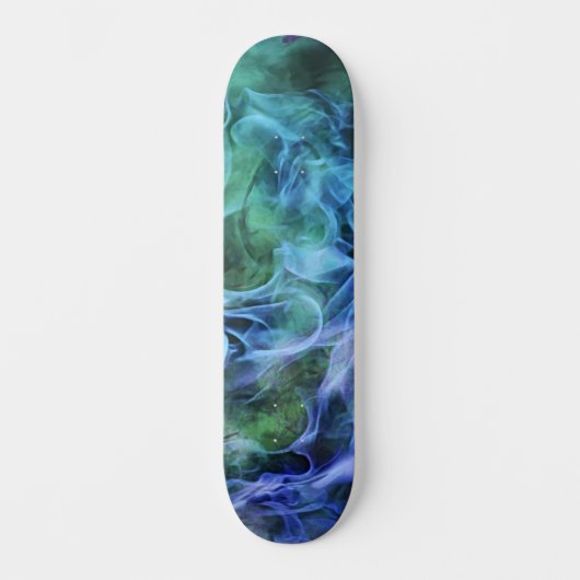 Blue Green Fire Flame Wirbel Skateboard Decke (Vorderseite)