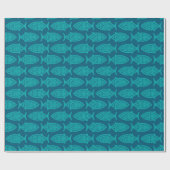 Blue Green Fishing Wrapping Paper  Geschenkpapier (Flach)