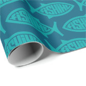 Blue Green Fishing Wrapping Paper  Geschenkpapier (Rolleneckpunkt)