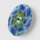Blue Green Flame Fraktal Blume Runde Uhr (Winkel)