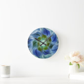 Blue Green Flame Fraktal Blume Runde Uhr (Zuhause)