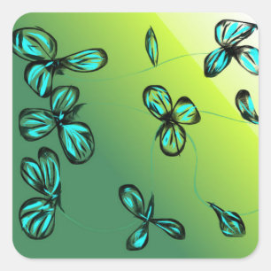 Blue Green Floral Aufkleber
