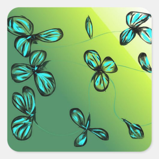 Blue Green Floral Aufkleber (Vorderseite)