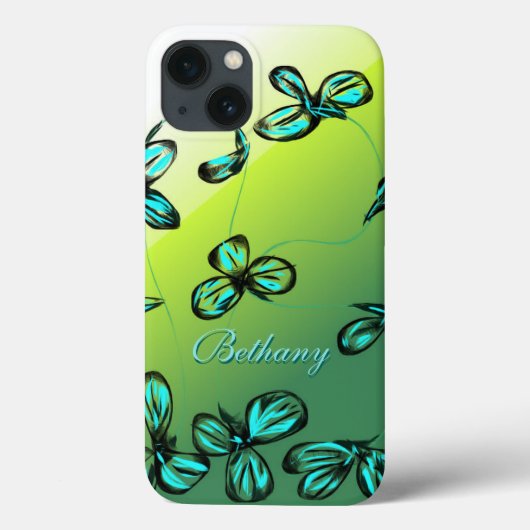 Blue Green Floral iPad Mini Fall *anpassen* Case-Mate iPhone Hülle (Rückseite)