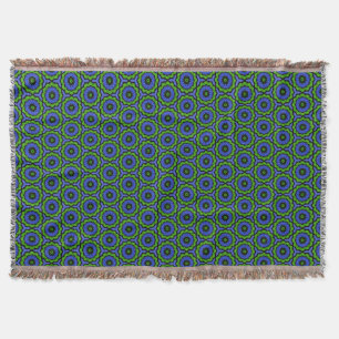 Blue Green Floral Mandala Throw Blanket Decke