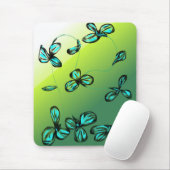 Blue Green Floral Mouse Pad Mousepad (Mit Mouse)