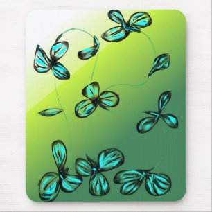 Blue Green Floral Mouse Pad Mousepad