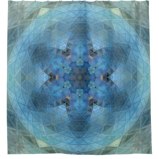 Blue Green Floral Orb Duschvorhang (Vorderseite)