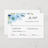 Blue Green Floral Traditional Wedding RSVP Card (Vorne/Hinten)