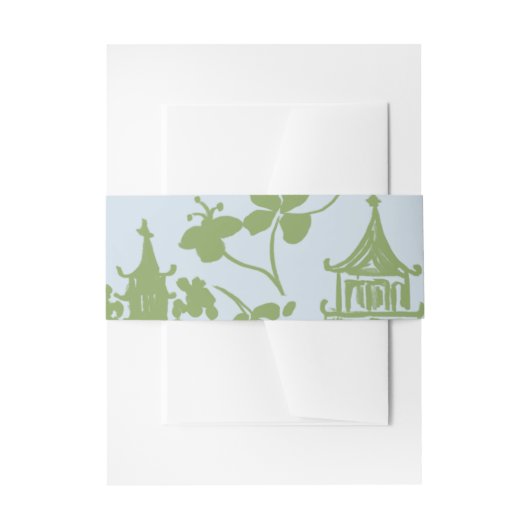 Blue Green Floral Watercolor Wedding Envelope Einladungsbanderole (Vorderseite Beispiel)