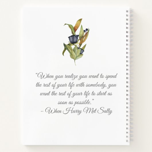 Blue & Green Floral Wedding Planner Notebook Notizblock (Rückseite)