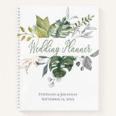 Blue & Green Floral Wedding Planner Notebook Notizblock (Vorderseite)