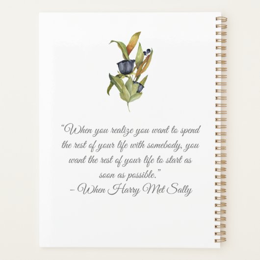 Blue & Green Floral Wedding Planner Notebook Planer (Rückseite)