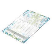 Blue Green Floral Weekly Personalized Menu Plan Notizblock (angewinkelt)