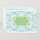 Blue Green Floral Words of Advice for the Bride Hinweiskarte (Vorne/Hinten)